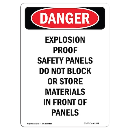 Signmission Safety Sign, OSHA Danger, 14" Height, Aluminum, Explosion Proof Safety Panels, Portrait OS-DS-A-1014-V-2334